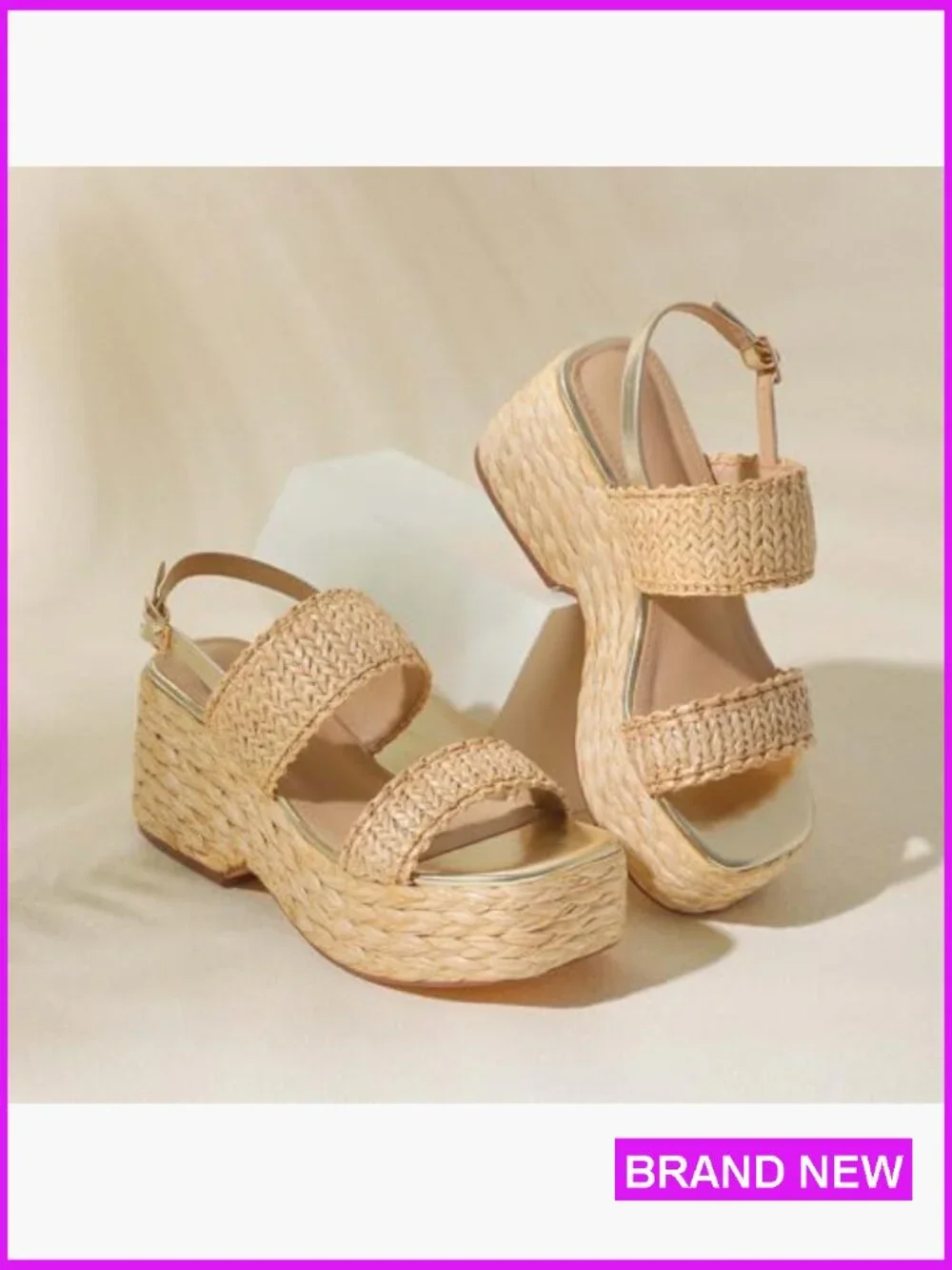 Wedge Espadrille Sandals Summer Beach Straw Raffia Woven Platform Ankle Strap
